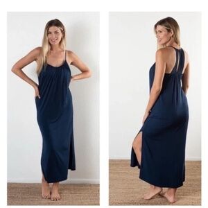 JJWinks Elegant Navy Blue Hostess Nightgown Small